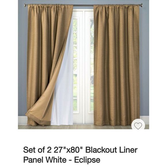 Eclipse Absolute Zero 100% Blackout Liner Panels White 27" x 80" Set Of 2 New - Picture 5 of 5